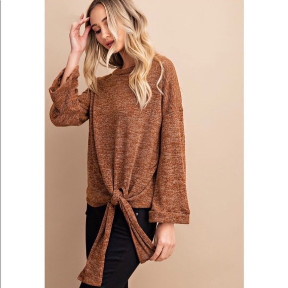 Tops - NEW! Marbled Knit Self tie Top!